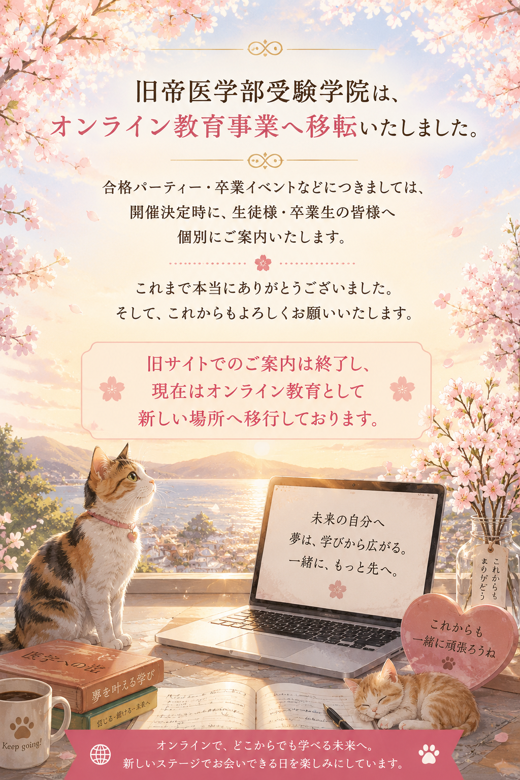 旧帝医学部受験学院 オンライン移転のお知らせ
