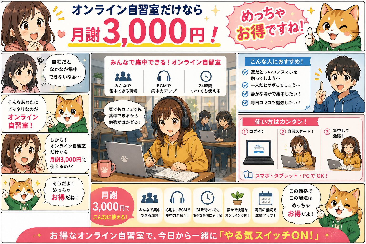 オンライン自習室の使い方